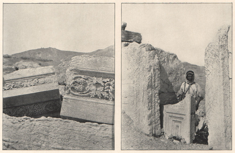 'Vine-Pattern carvings on fallen blocks, Stone door, Palmyra'. Syria 1908